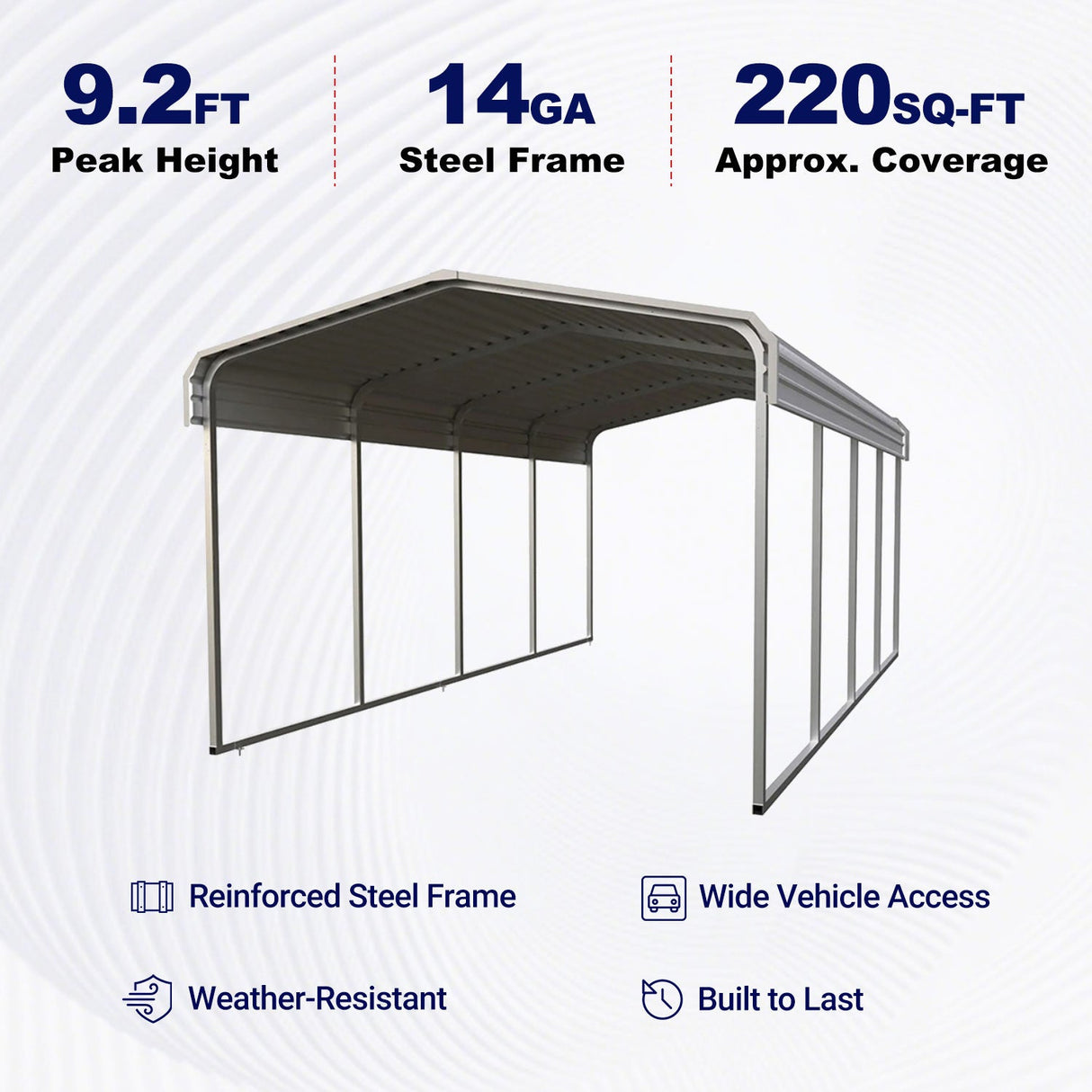 Chery Industrial 11' × 20' Heavy-Duty Metal Carport – Cream