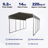 Chery Industrial 11' × 20' Heavy-Duty Metal Carport – Cream