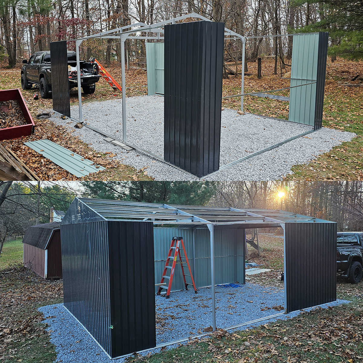 13' × 20' Upgraded Metal Garage Shed with Double Front Doors & Side Entry