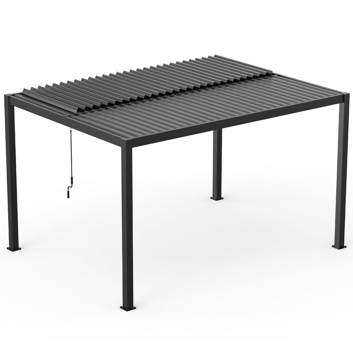 Premium Adjustable Aluminum Louvered Pergola with Integrated Drainage – Black