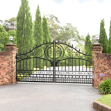 14' × 8' European-Style Galvanized-Steel Dual-Swing Driveway Gate