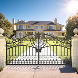 14' × 8' European-Style Galvanized-Steel Dual-Swing Driveway Gate
