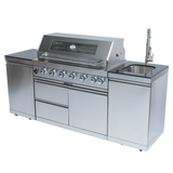 6-Burner 85,000 BTU Stainless Steel Outdoor Kitchen Island with Sink & Storage – Silver