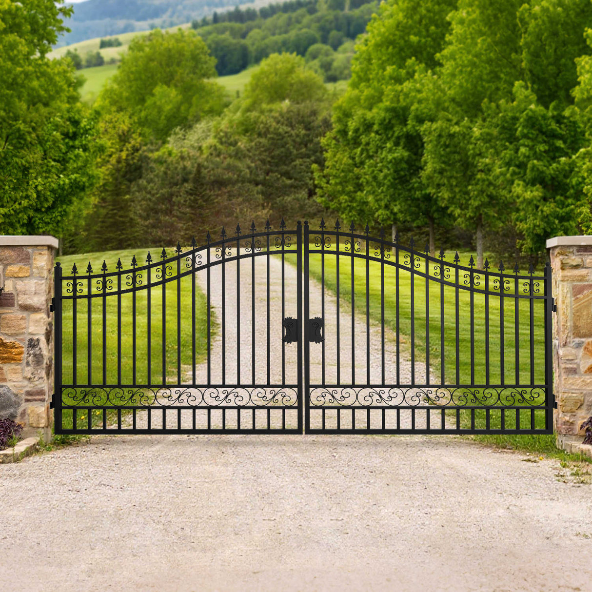 16' × 8' Minimalist Dual-Swing Metal Driveway Gate
