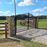 14' × 8' Steel Dual-Swing Driveway Gate with Deer Motif – Black