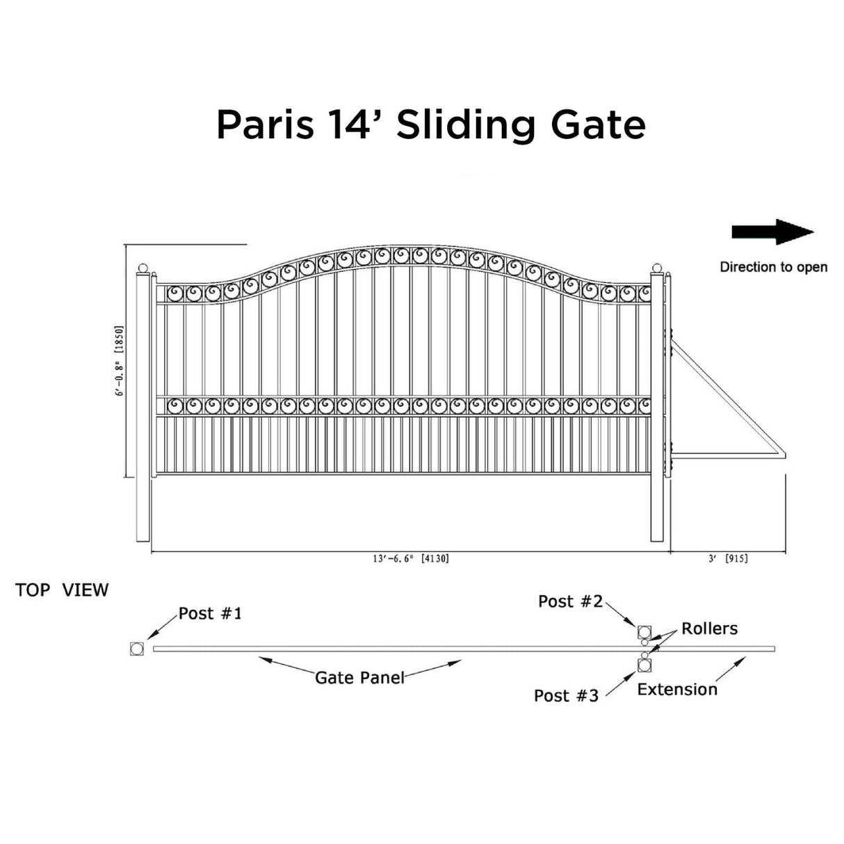 ALEKO 14' × 6' Galvanized-Steel Sliding Driveway Gate