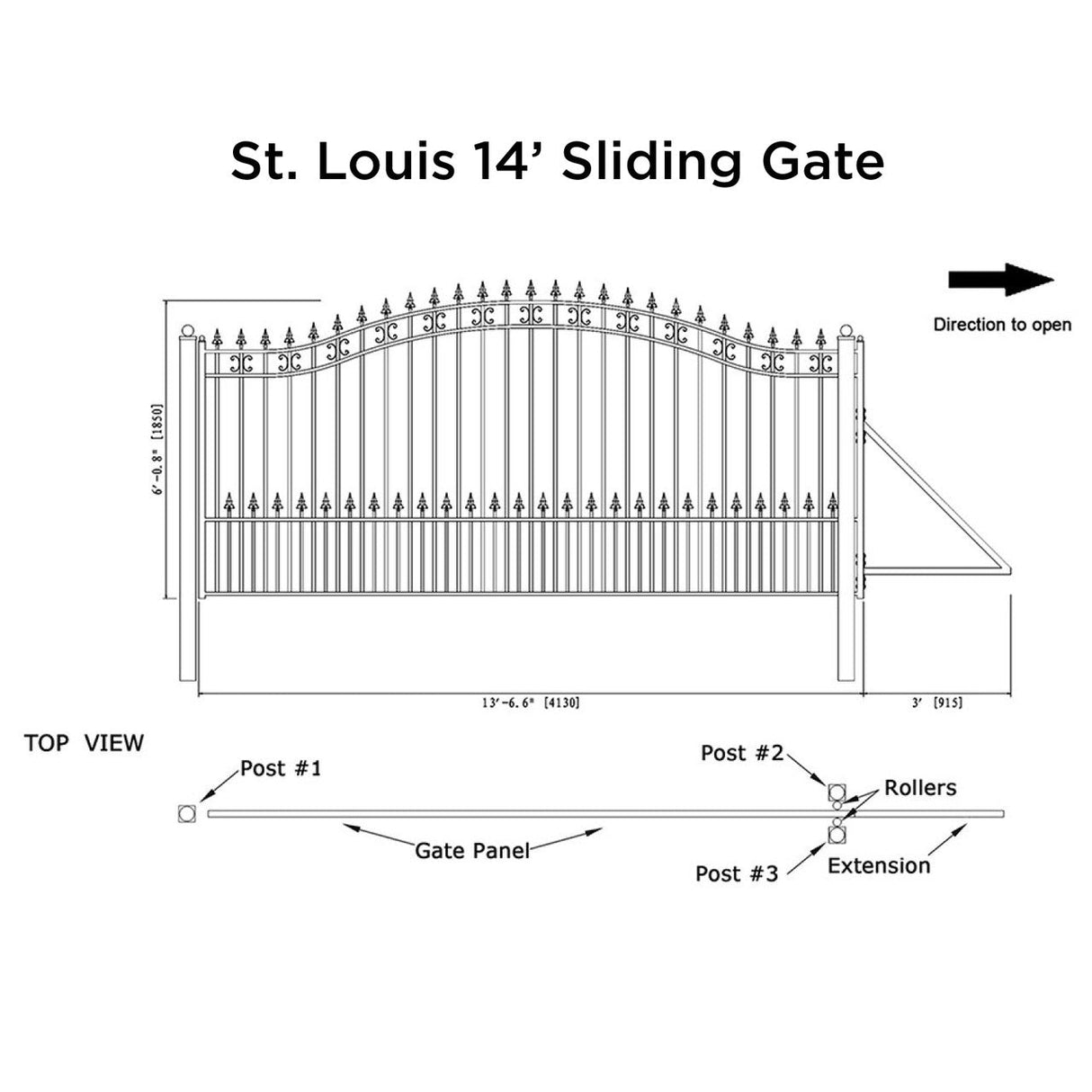 ALEKO 14' × 6' Galvanized-Steel Sliding Driveway Gate