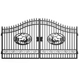 14' × 8' Steel Dual-Swing Driveway Gate with Deer Motif – Black