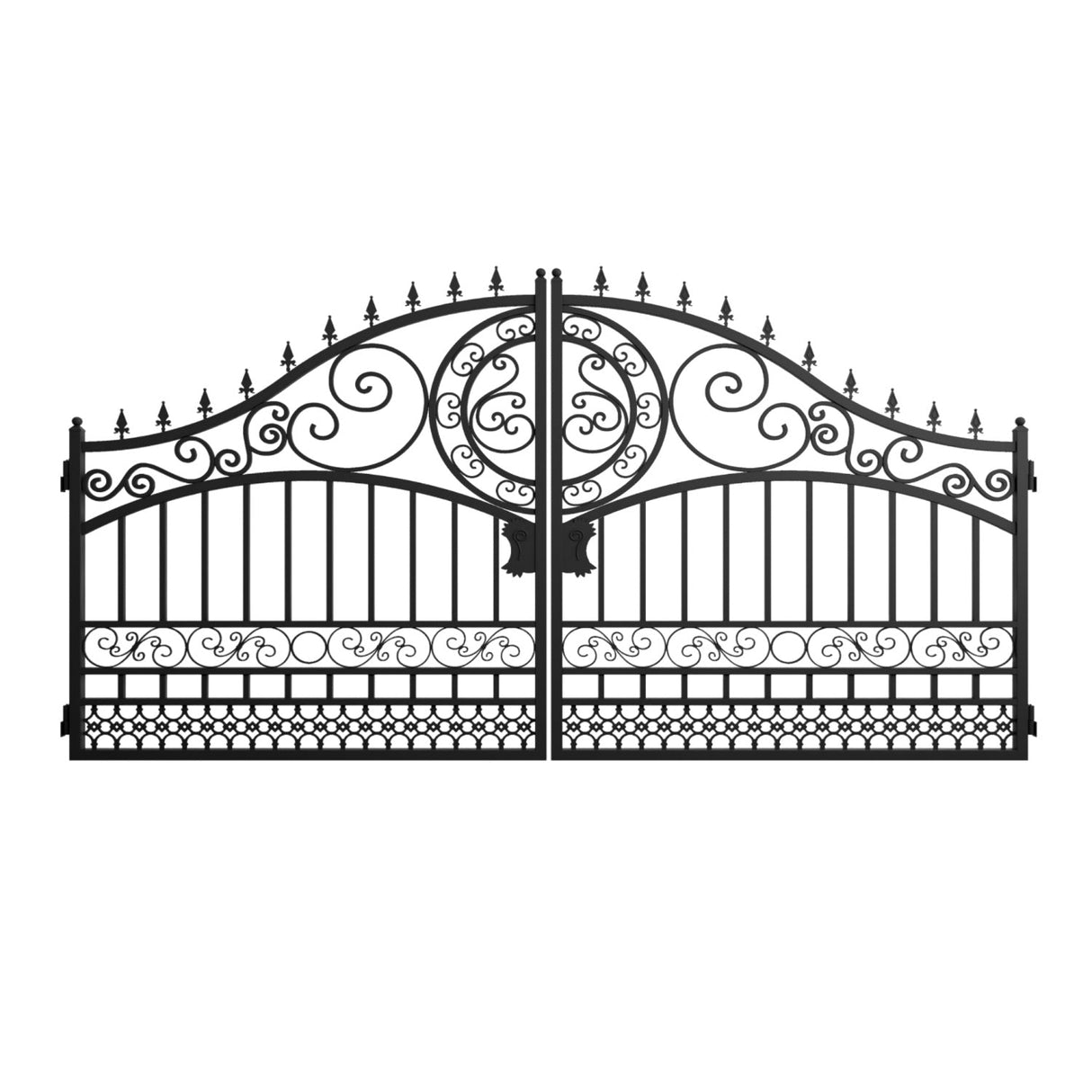 14' × 8' European-Style Galvanized-Steel Dual-Swing Driveway Gate