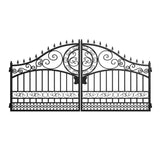 14' × 8' European-Style Galvanized-Steel Dual-Swing Driveway Gate