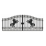 14' × 8' Galvanized-Steel Dual-Swing Driveway Gate with Horse Design