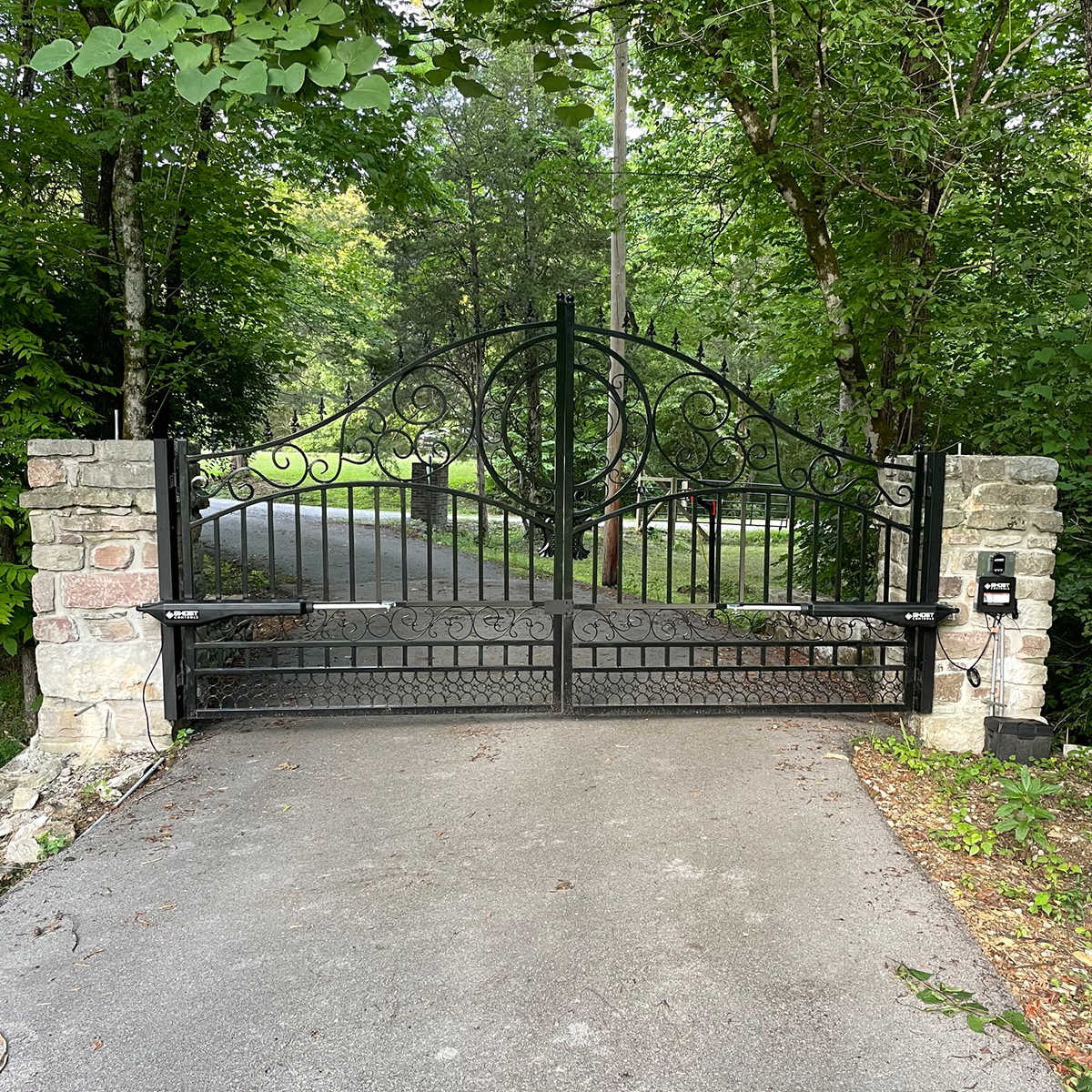 14' × 8' European-Style Galvanized-Steel Dual-Swing Driveway Gate