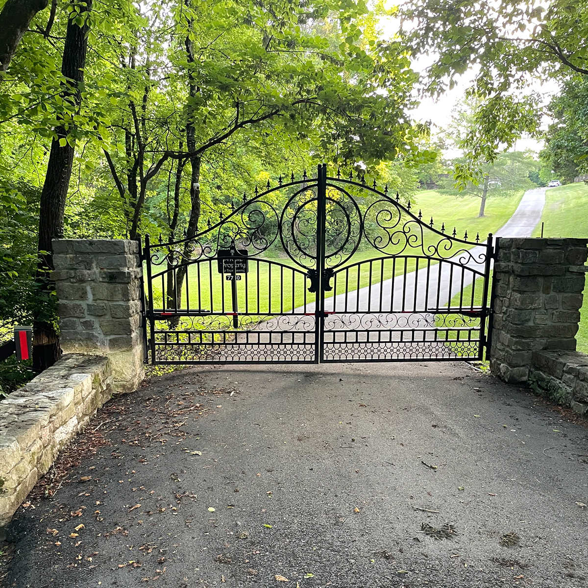 14' × 8' European-Style Galvanized-Steel Dual-Swing Driveway Gate