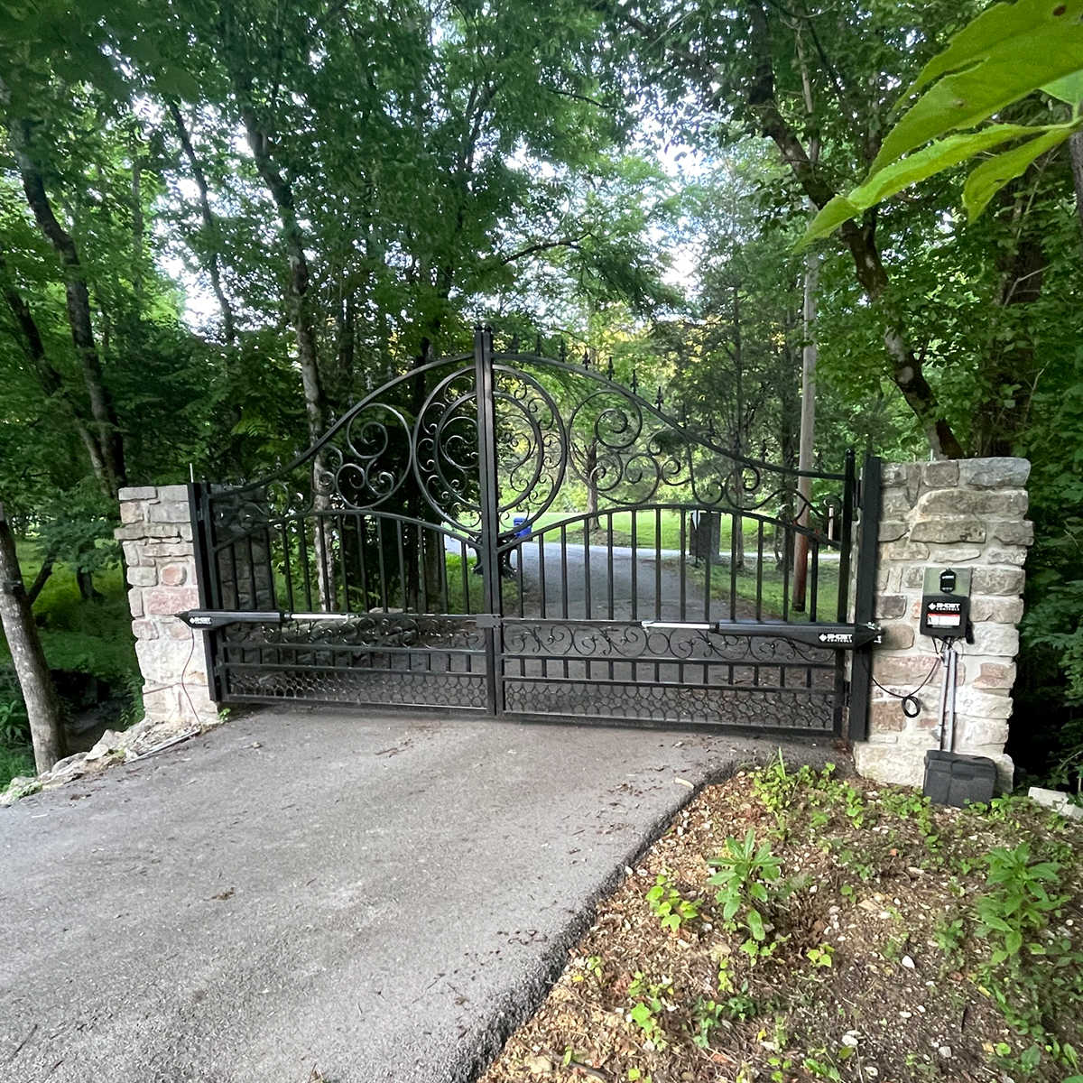 14' × 8' European-Style Galvanized-Steel Dual-Swing Driveway Gate