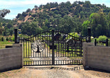 14' × 8' Galvanized-Steel Dual-Swing Driveway Gate with Tree Design
