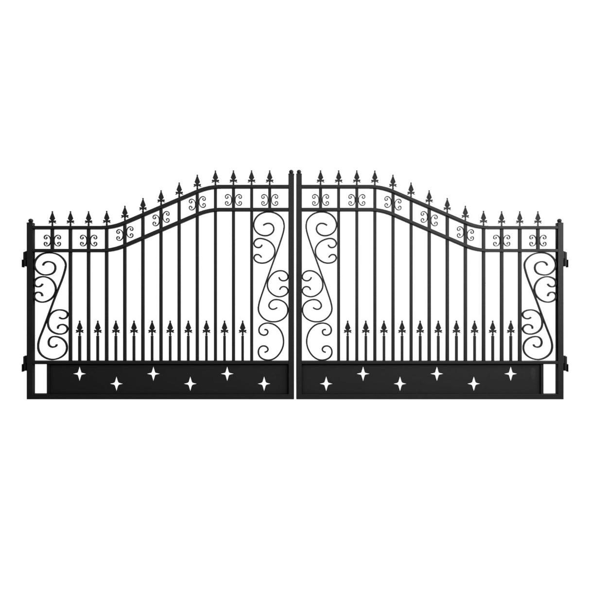 16' × 8' Hot-Dip Galvanized-Steel Dual-Swing Driveway Gate with Star Pattern