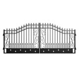 16' × 8' Hot-Dip Galvanized-Steel Dual-Swing Driveway Gate with Star Pattern