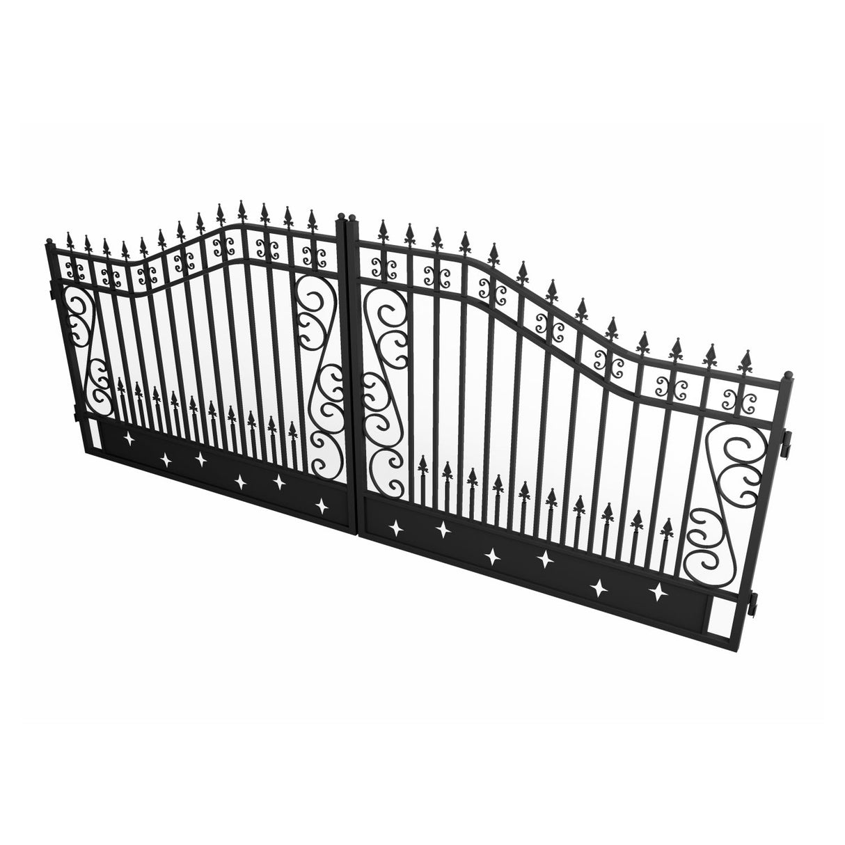 16' × 8' Hot-Dip Galvanized-Steel Dual-Swing Driveway Gate with Star Pattern