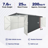 10' × 20' Galvanized-Steel Storage Shed with Double Front Doors & Side Entry