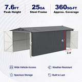 13' × 20' Galvanized-Steel Storage Shed with Double Front Doors & Side Entry