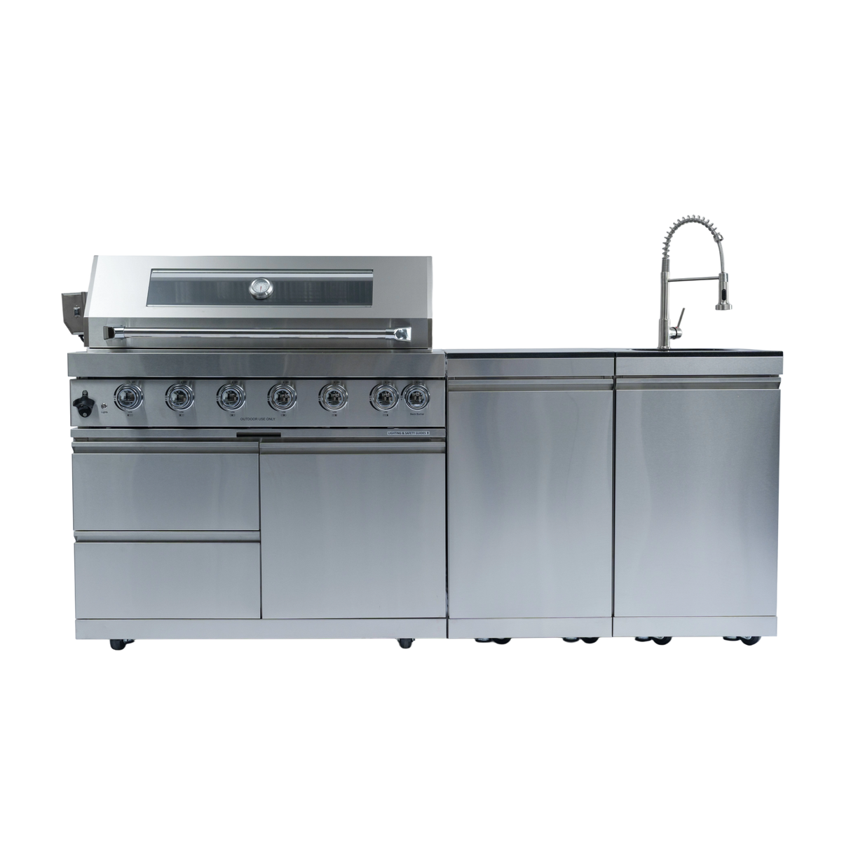 6-Burner 85,000 BTU Stainless Steel Outdoor Kitchen Island with Sink & Storage – Silver