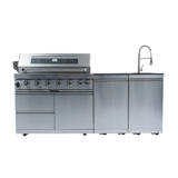6-Burner 85,000 BTU Stainless Steel Outdoor Kitchen Island with Sink & Storage – Silver