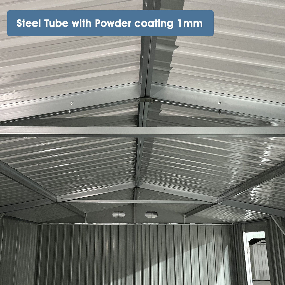 20' × 13' Galvanized Metal Garage Shed with Side Entry & Four Vents – Dark Gray