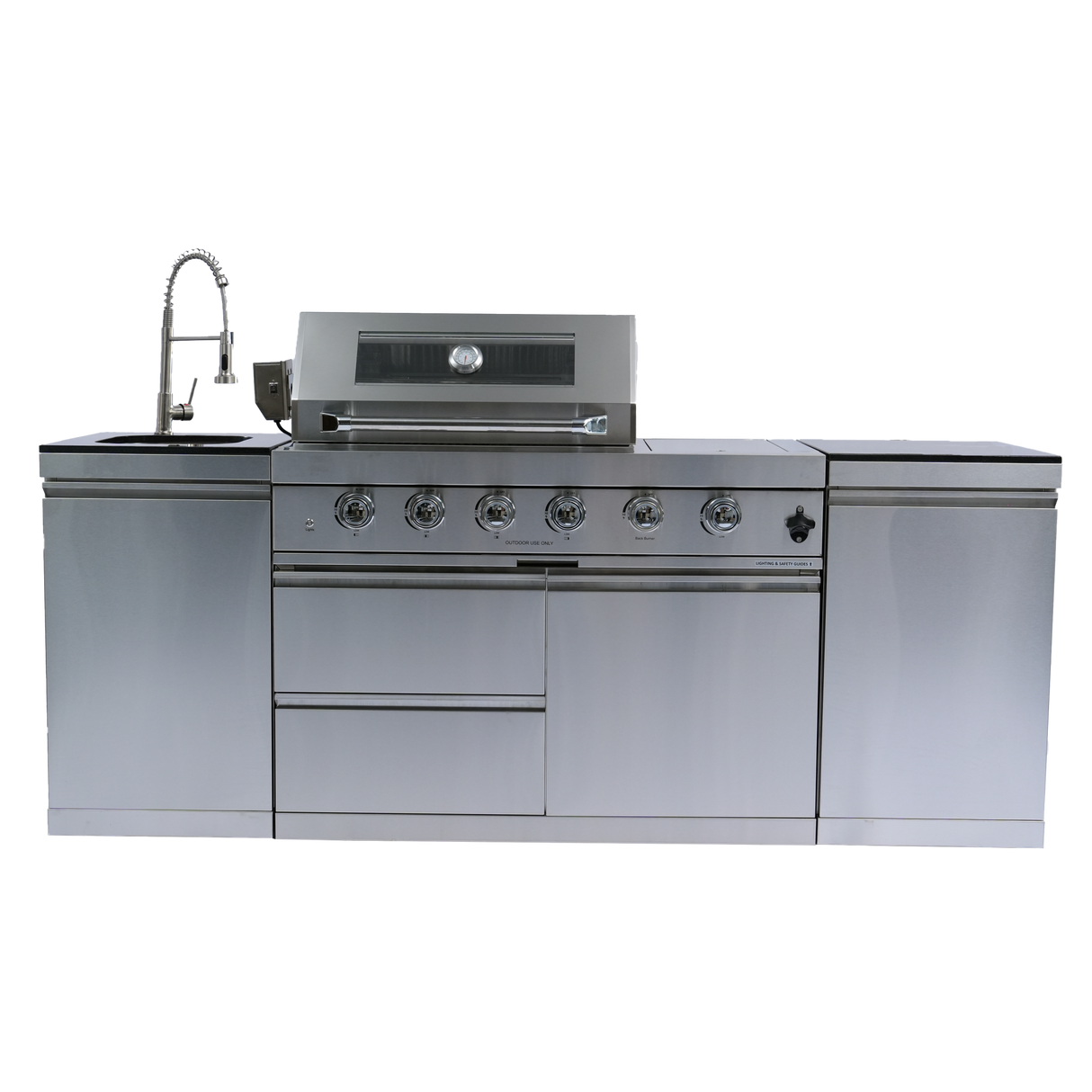 85" Propane Outdoor Kitchen with 4-Burner Grill, Side Burner & Storage – Silver
