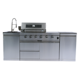 85" Propane Outdoor Kitchen with 4-Burner Grill, Side Burner & Storage – Silver