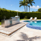 125" 107,000 BTU Outdoor Kitchen with 4-Burner Grill, Pizza Oven & Refrigerator