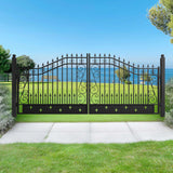 16' × 8' Hot-Dip Galvanized-Steel Dual-Swing Driveway Gate with Star Pattern
