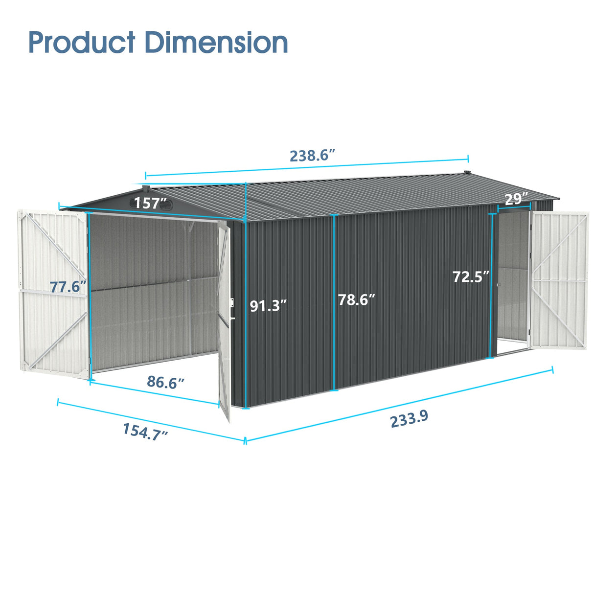 Outdoor Storage Shed 20x13 FT