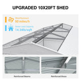 10' × 20' Plus Metal Garage Shed with Double Front Doors & Side Entry
