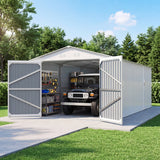 10' × 20' Plus Metal Garage Shed with Double Front Doors & Side Entry
