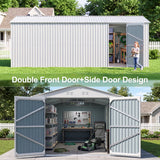 10' × 20' Plus Metal Garage Shed with Double Front Doors & Side Entry