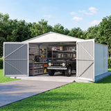 13' × 20' Upgraded Metal Garage Shed with Double Front Doors & Side Entry