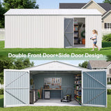 13' × 20' Upgraded Metal Garage Shed with Double Front Doors & Side Entry