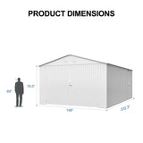13' × 20' Upgraded Metal Garage Shed with Double Front Doors & Side Entry