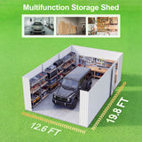 13' × 20' Upgraded Metal Garage Shed with Double Front Doors & Side Entry