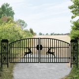 20' × 8' Powder-Coated Iron Dual-Swing Driveway Gate with Deer Motif