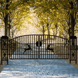 20' × 8' Powder-Coated Iron Dual-Swing Driveway Gate with Deer Motif