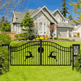 20' × 8' Powder-Coated Iron Dual-Swing Driveway Gate with Deer Motif
