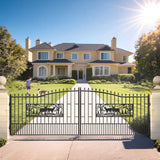 18.7' × 7.1' Powder-Coated Dual-Swing Driveway Gate with Deer Design