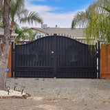 20' × 8' Steel Dual-Swing Driveway Gate with Deer Motif – Black