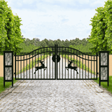 20' × 8' Powder-Coated Iron Dual-Swing Driveway Gate with Deer Motif