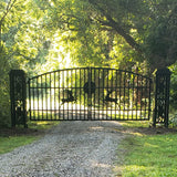 20' × 8' Powder-Coated Iron Dual-Swing Driveway Gate with Deer Motif
