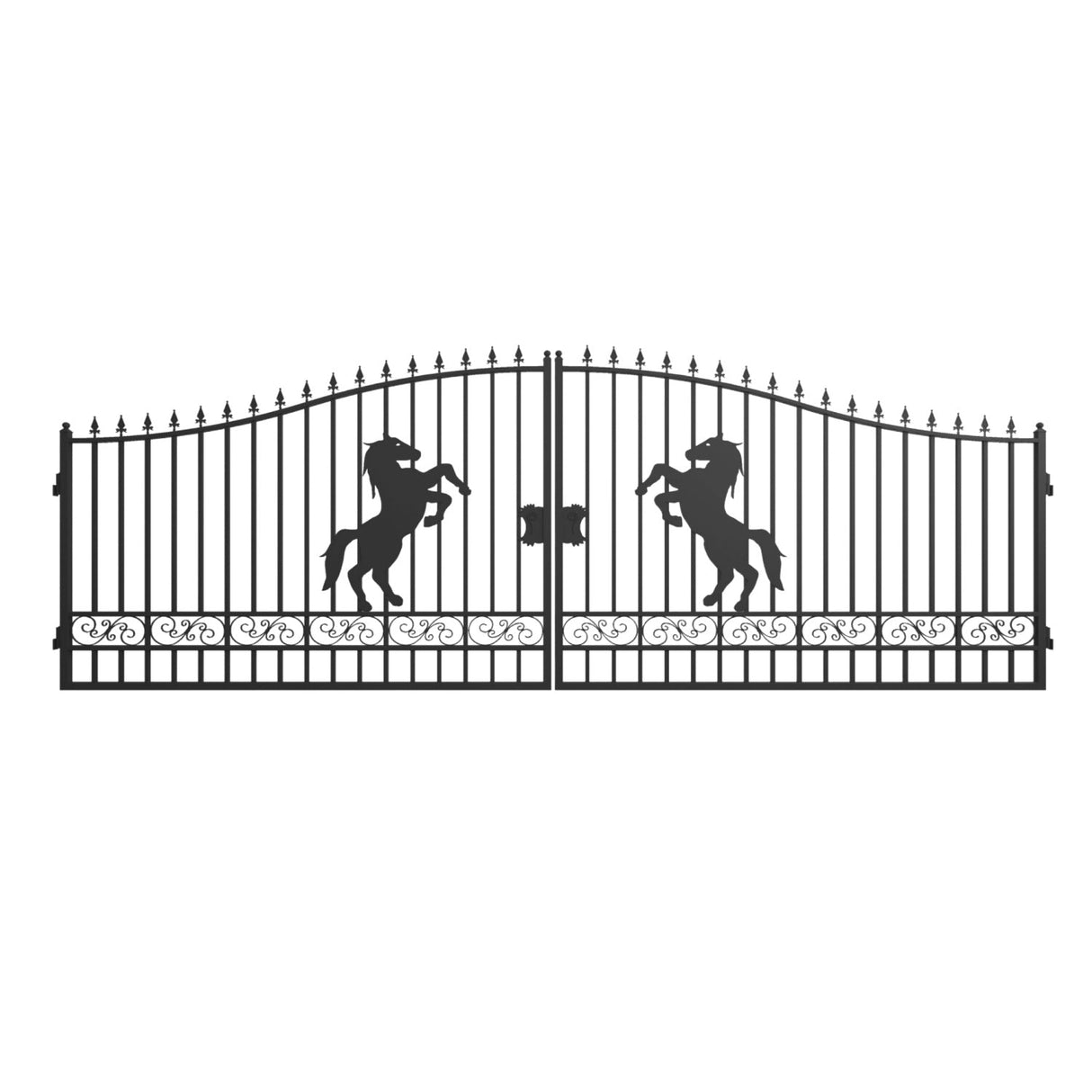 20' × 8' Steel Dual-Swing Driveway Gate with Deer Motif – Black