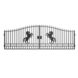 20' × 8' Steel Dual-Swing Driveway Gate with Deer Motif – Black
