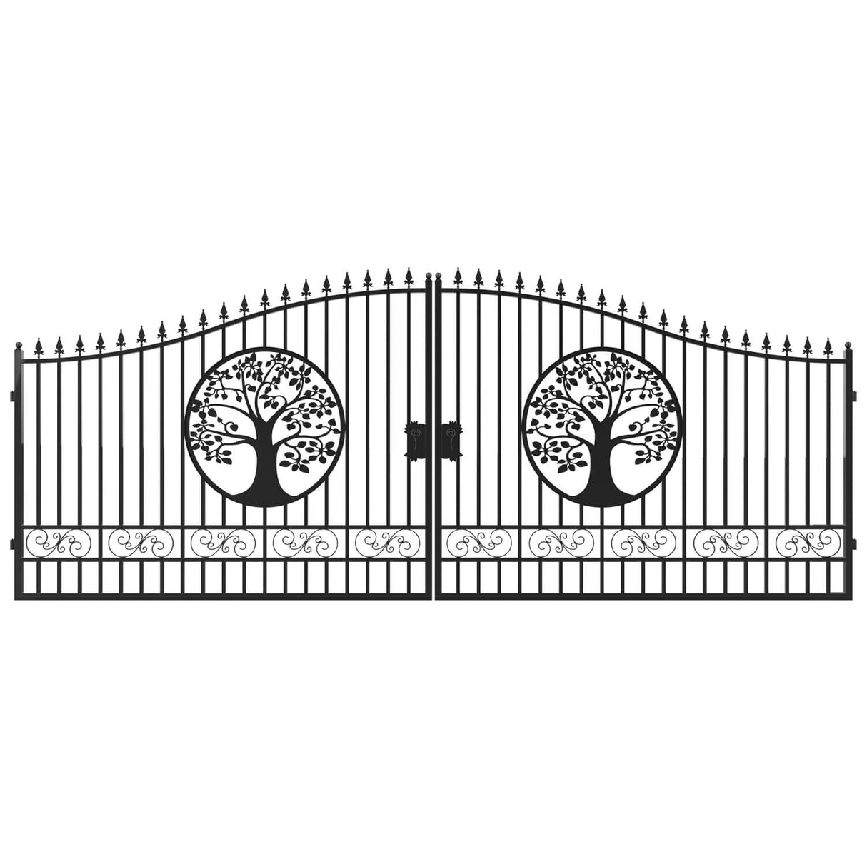 20' × 8' Steel Dual-Swing Driveway Gate with Deer Motif – Black