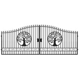 20' × 8' Steel Dual-Swing Driveway Gate with Deer Motif – Black